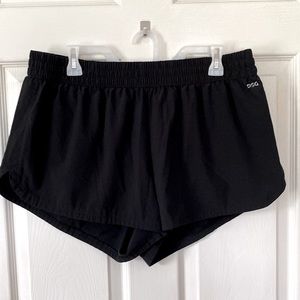 DSG brand athletic shorts with built in underwear and drawstring. Black in color